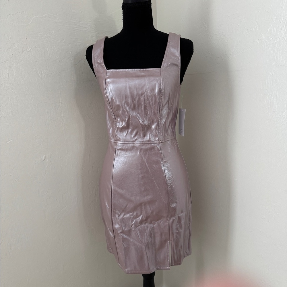 Chic Metallic Pink Mini Dress